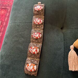 Vintage Silver and Red Bracelet